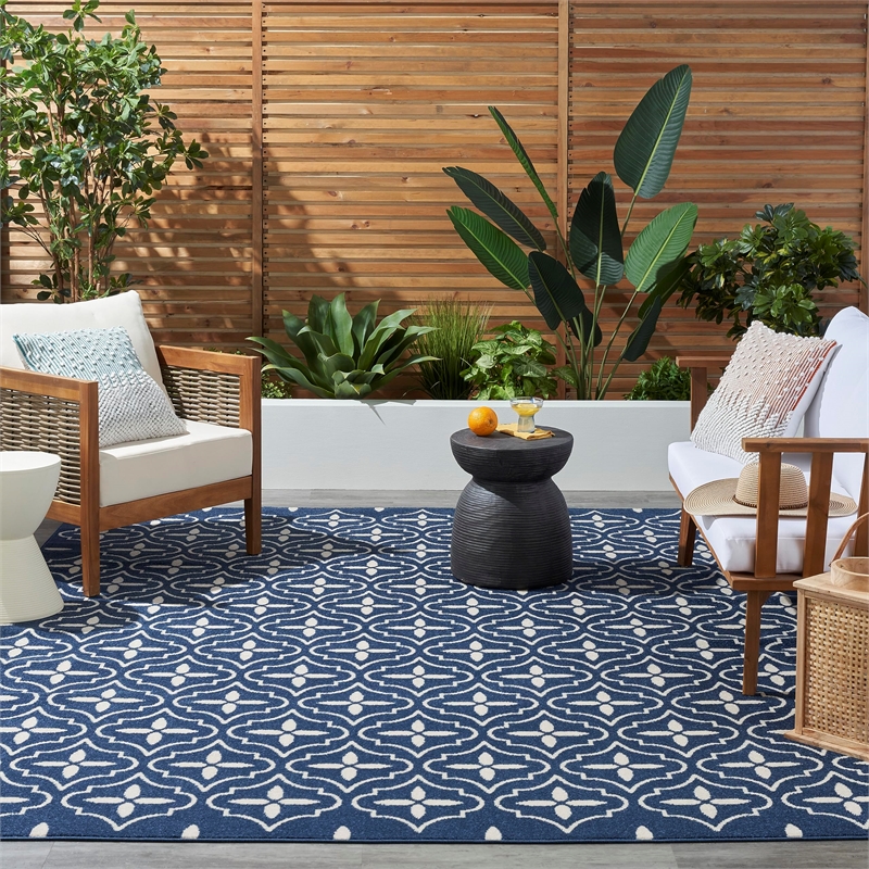 Nourison Home Nourison Essentials 6' x 9' Fabric Navy Ivory Area Rug