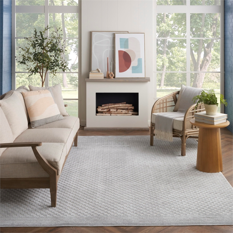 Nourison Home Casual 8' x 10' Fabric Light Grey Area Rug