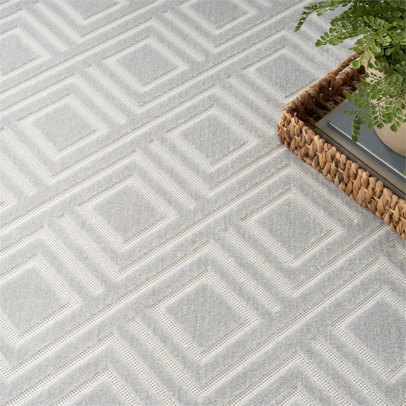 Nourison Home Casual 9' x 12' Fabric Light Grey Area Rug