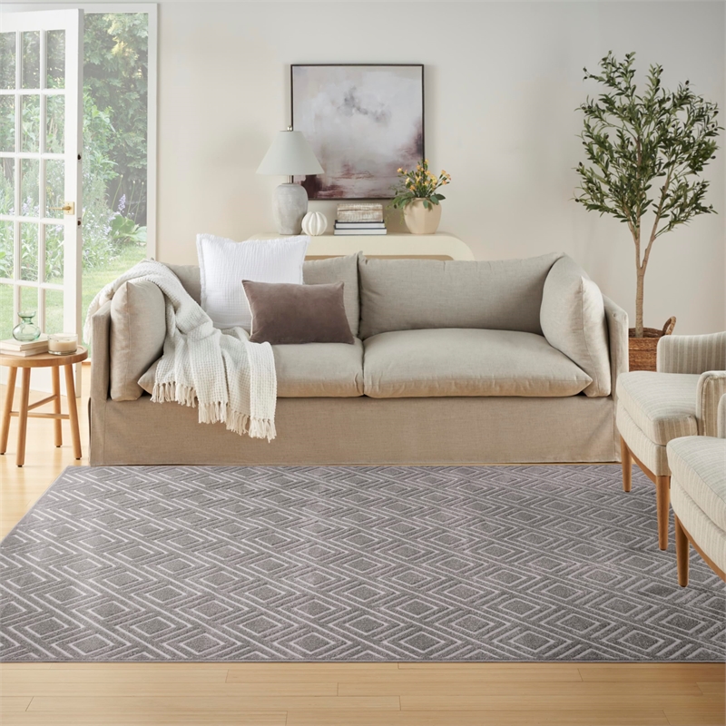 Nourison Home Casual 9' x 12' Fabric Light Grey Area Rug