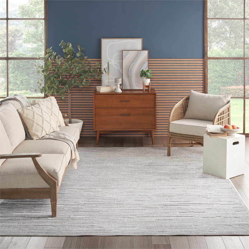 Nourison Home Casual 8' x 10' Fabric Light Grey Area Rug