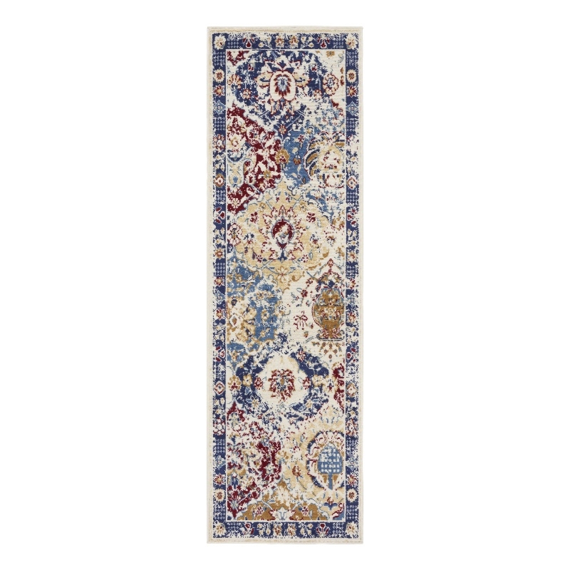 Nourison Home Grafix 10' Runner Fabric Blue Multicolor Area Rug