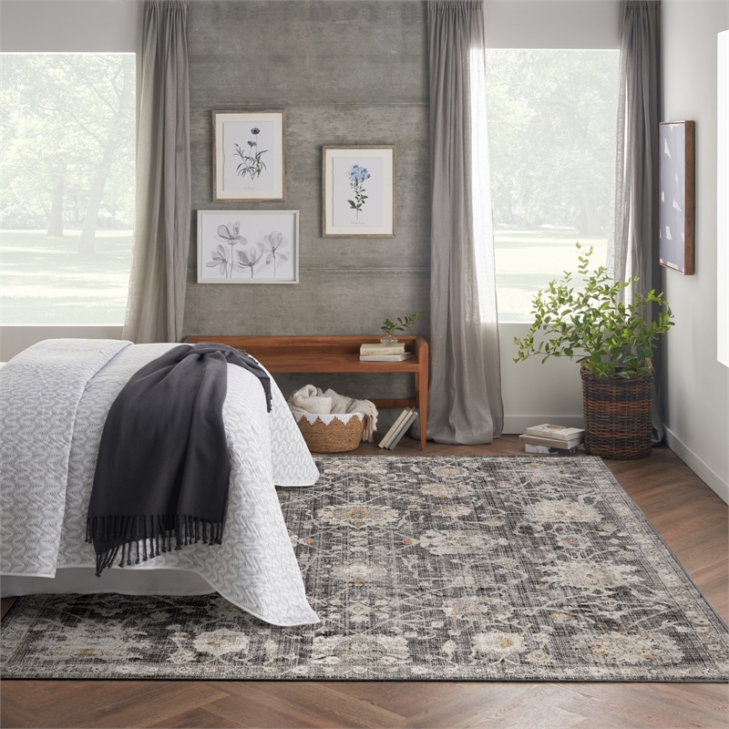 Nourison Home Oushak Home 7' x 10' Fabric Charcoal Area Rug