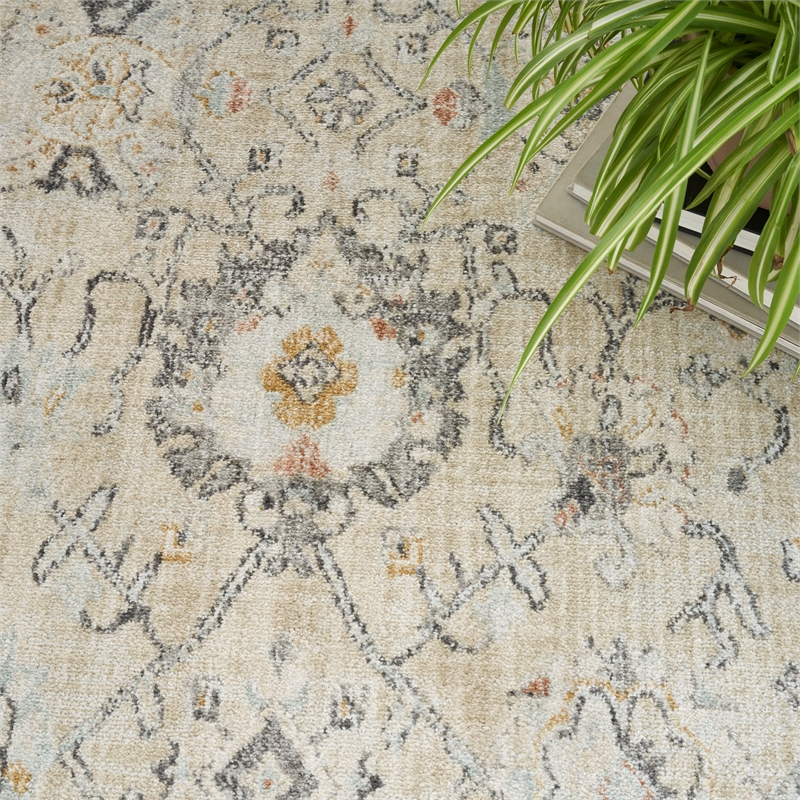 nourison home oushak home 7' x 10' fabric cream area rug