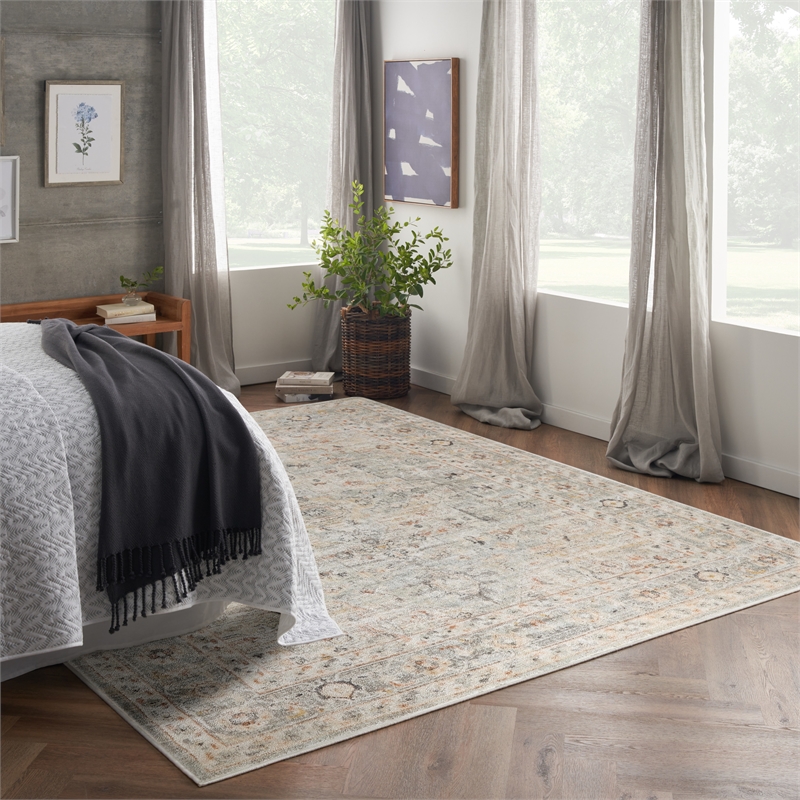 nourison home oushak home 7' x 10' fabric light grey area rug