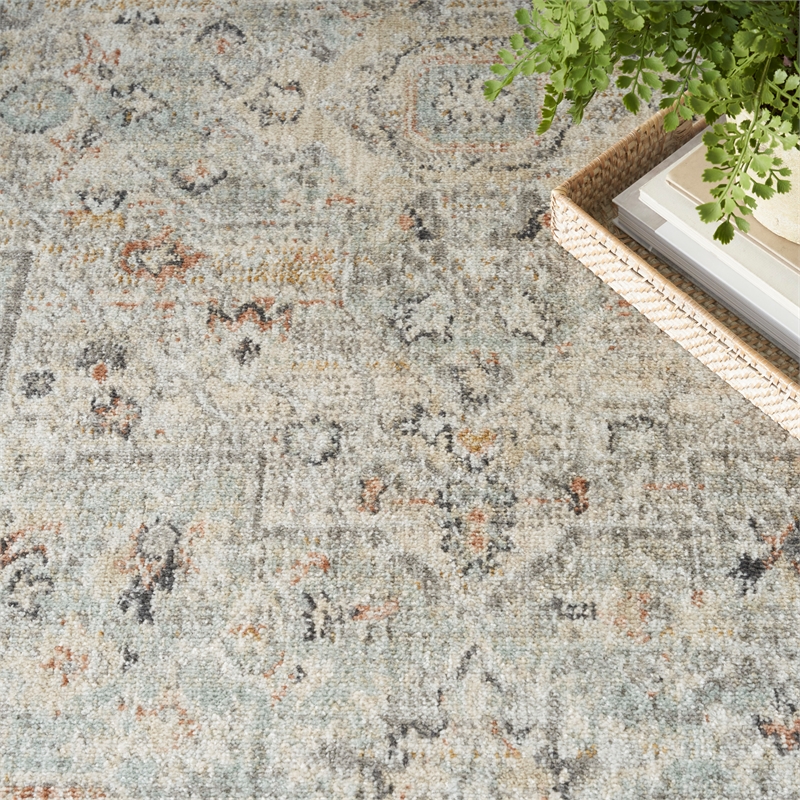 nourison home oushak home 7' x 10' fabric light grey area rug