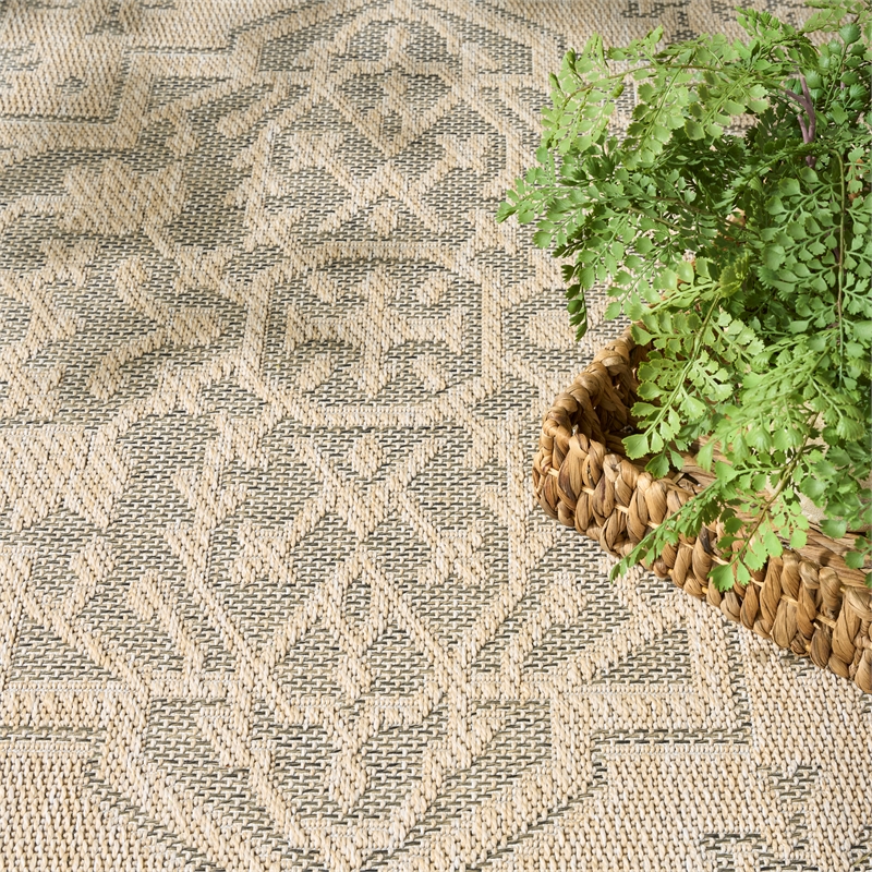 nourison home tulum 4' x 6' fabric taupe olive area rug