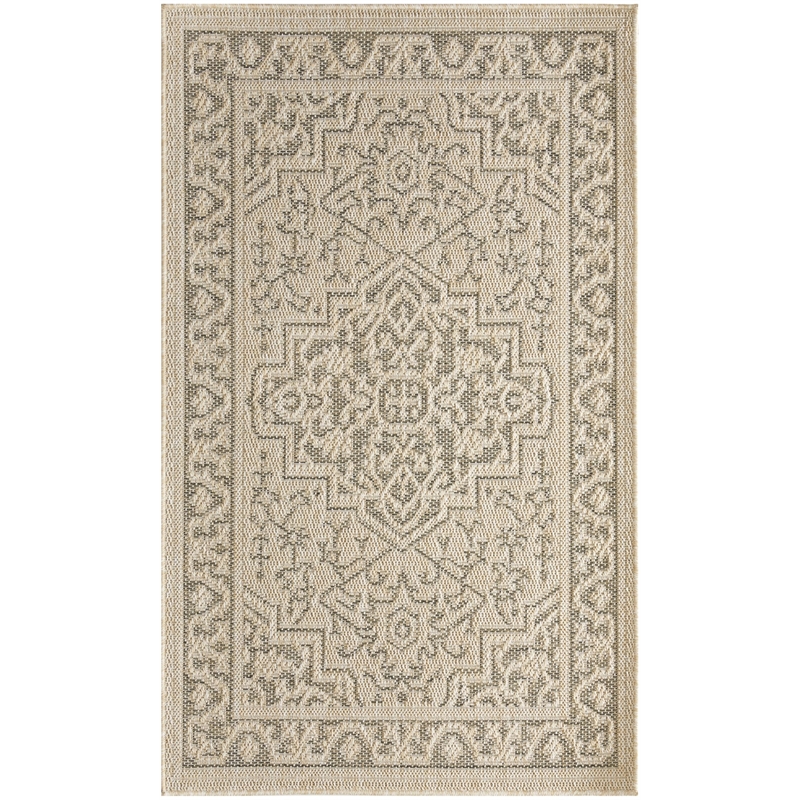 Nourison Home Tulum 3' x 5' Fabric Taupe Olive Area Rug