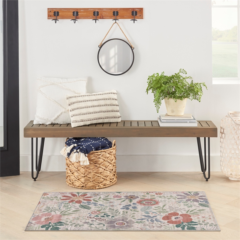 Nourison Home Nourison Washables 2' x 3' Polyester Cream Multicolor Area Rug