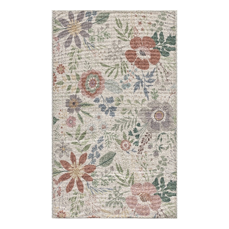Nourison Home Nourison Washables 2' x 3' Polyester Cream Multicolor Area Rug
