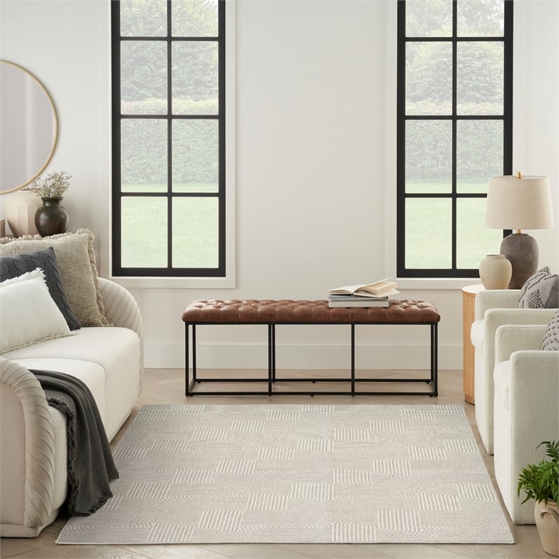 Nourison Home Textured Home 8' x 10' Polyester Beige Ivory Area Rug