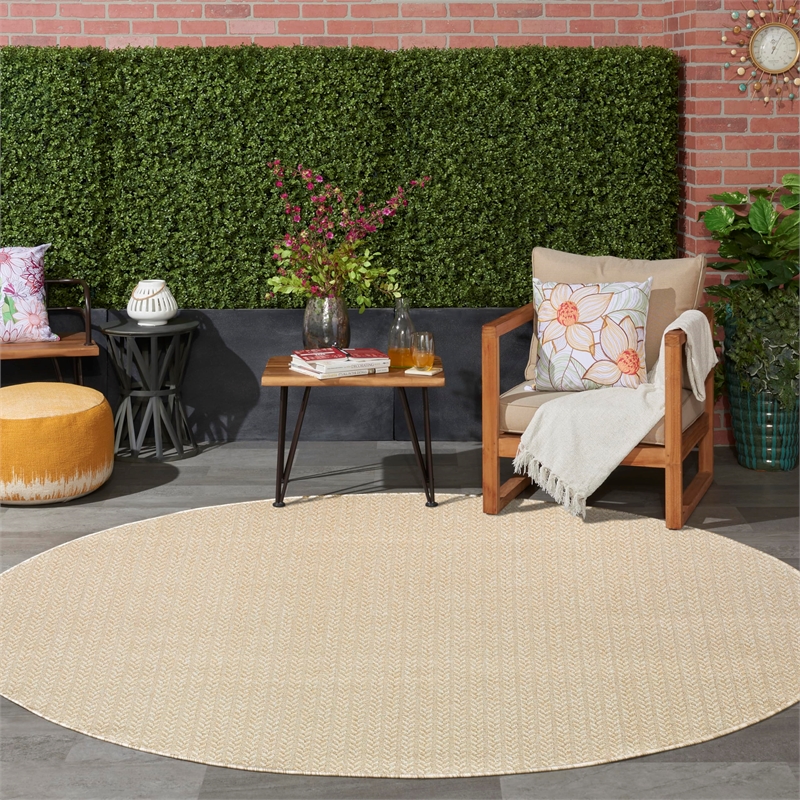 Nourison Home Tulum 8' x Round Fabric Cream Area Rug
