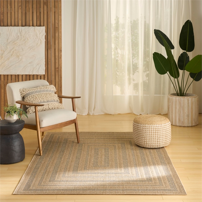 Nourison Home Tulum 4' x 6' Fabric Taupe Grey Area Rug