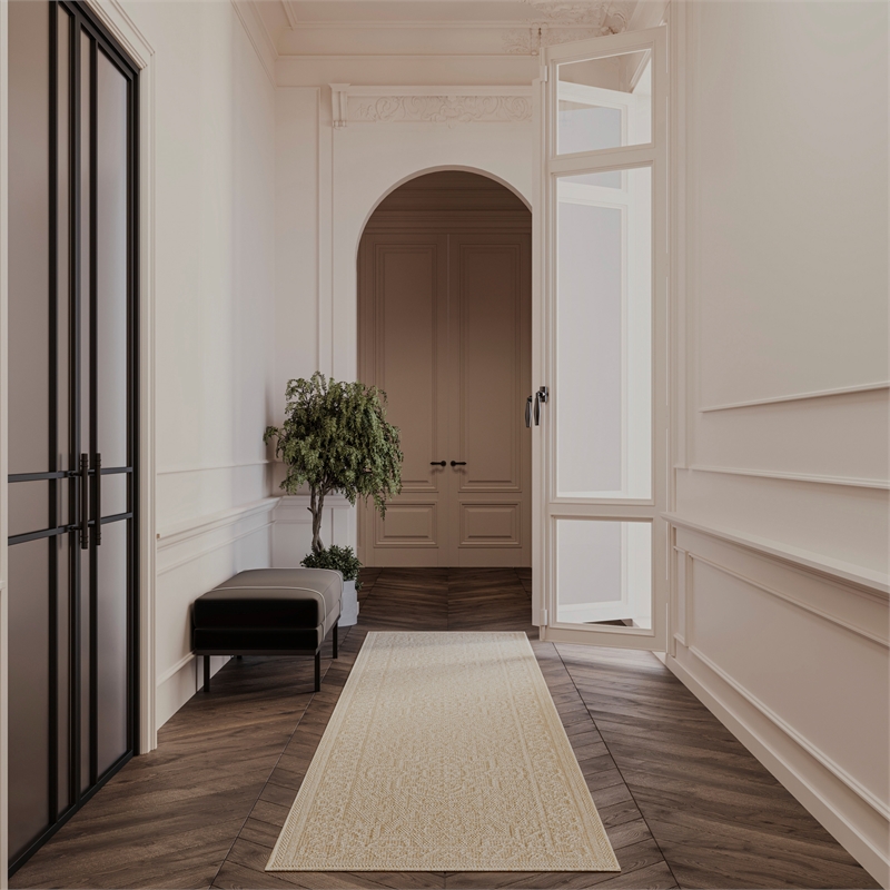 Nourison Home Tulum 8' Runner Fabric Cream Area Rug