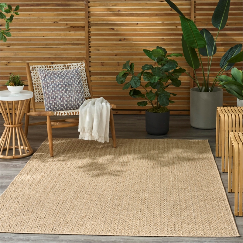 Nourison Home Tulum 5' x 7' Fabric Taupe Area Rug