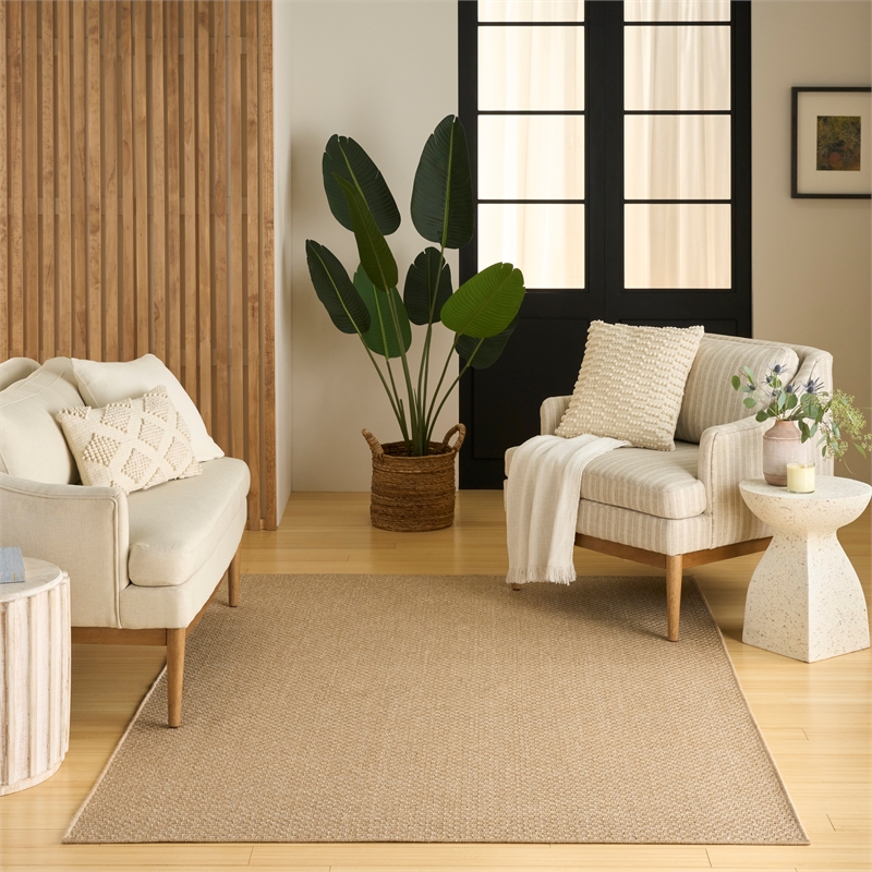 Nourison Home Tulum 5' x 7' Fabric Taupe Area Rug