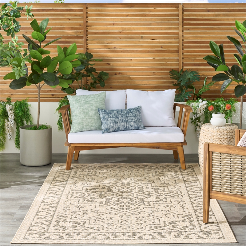 Nourison Home Tulum 5' x 7' Fabric Taupe Olive Area Rug
