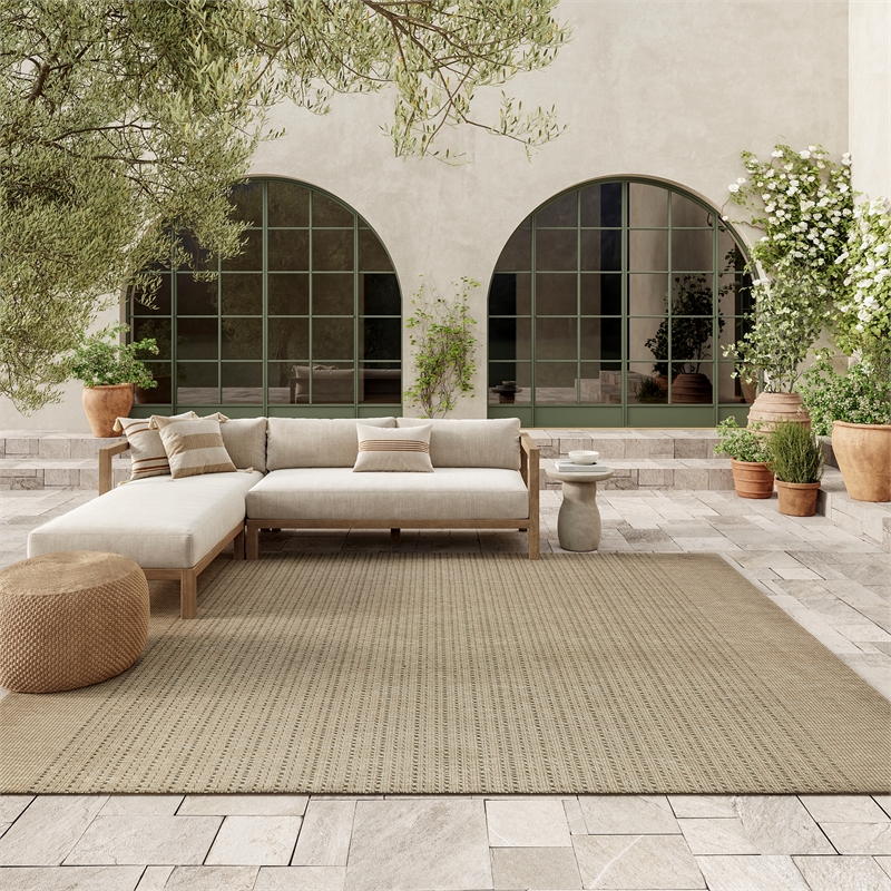 Nourison Home Tulum 9' x 12' Fabric Taupe Area Rug