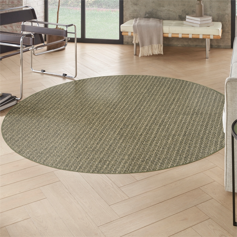 Nourison Home Tulum 8' x Round Fabric Olive Area Rug