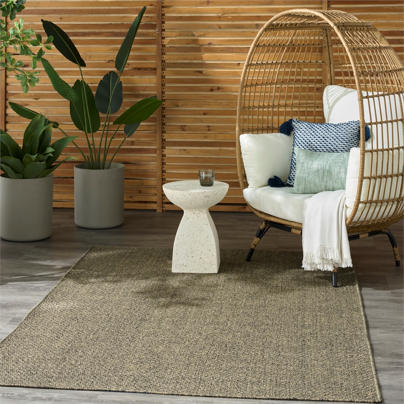 Nourison Home Tulum 6' x 9' Fabric Olive Area Rug