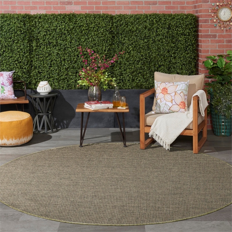 Nourison Home Tulum 8' x Round Fabric Olive Area Rug