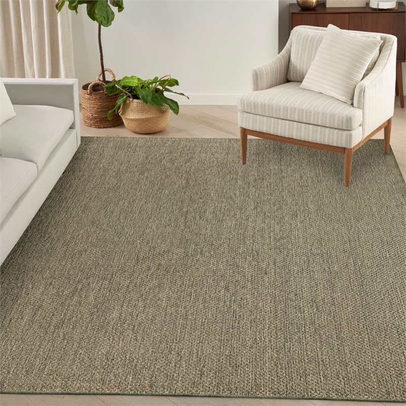 Nourison Home Tulum 9' x 12' Fabric Olive Area Rug