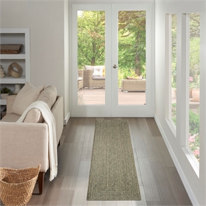 Nourison Home Tulum 8' x Round Fabric Olive Area Rug