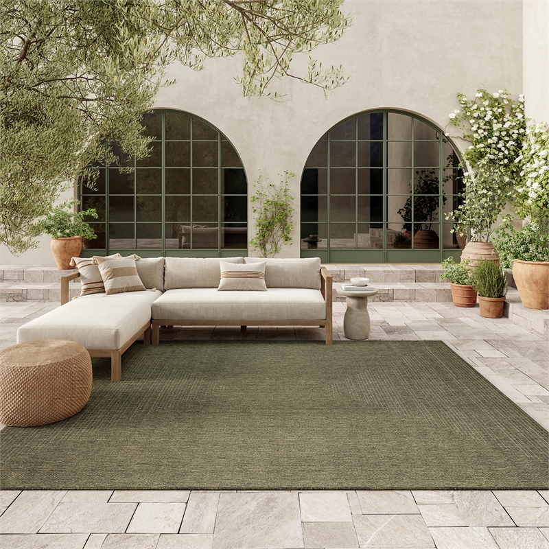 Nourison Home Tulum 9' x 12' Fabric Olive Area Rug