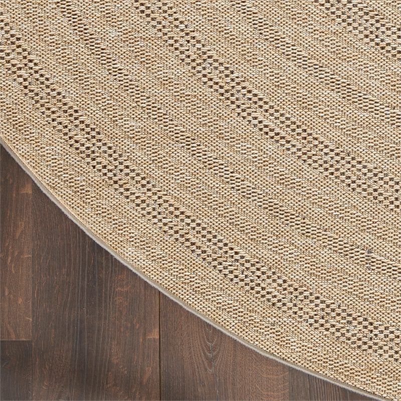 Nourison Home Tulum 8' x Round Fabric Taupe Grey Area Rug