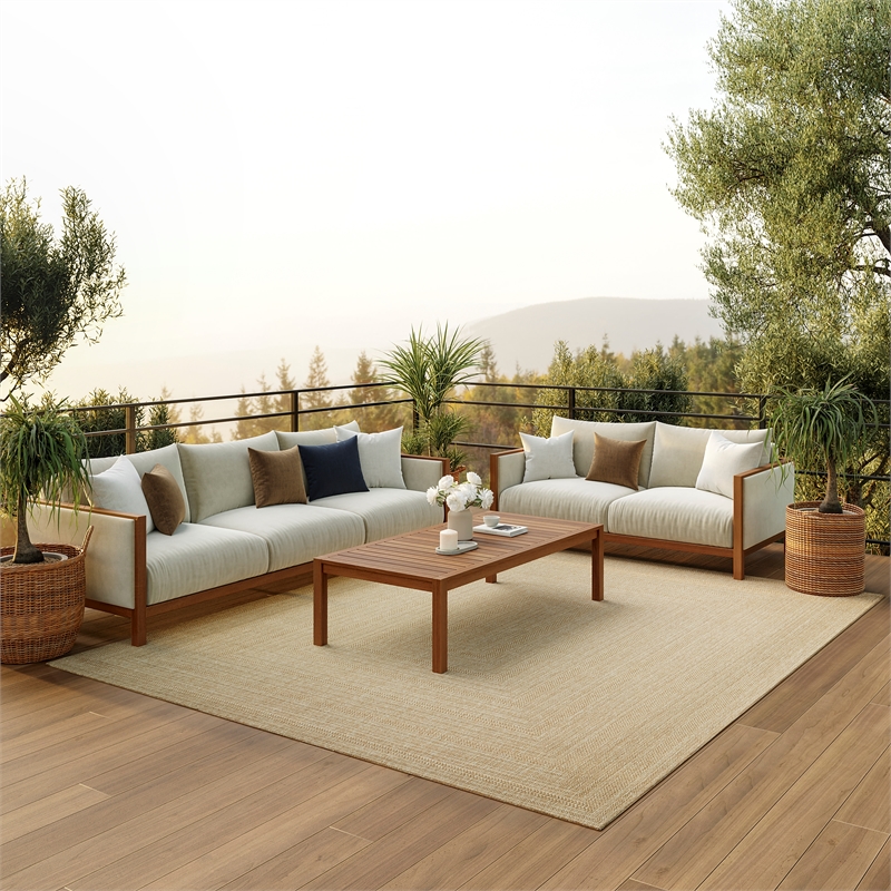 Nourison Home Tulum 6' x 9' Fabric Taupe Ivory Area Rug