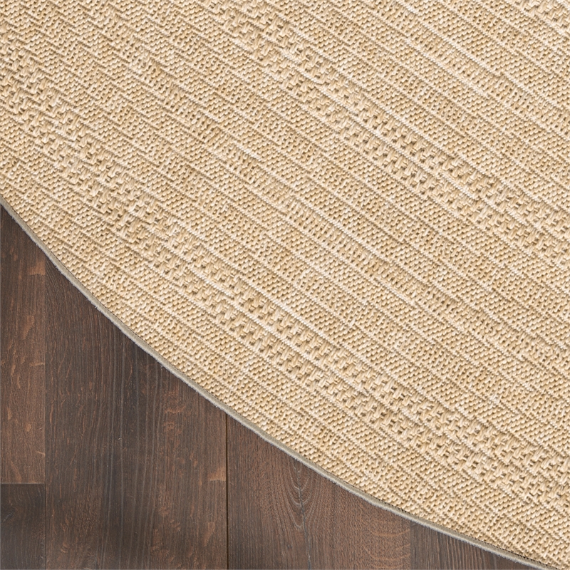 Nourison Home Tulum 8' x Round Fabric Taupe Ivory Area Rug