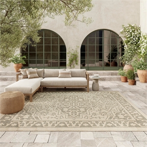 Nourison Home Tulum 9' x 12' Fabric Taupe Olive Area Rug