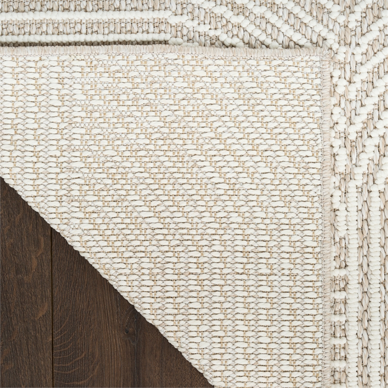 Nourison Home Textured Home 8' Runner Polyester Beige Ivory Area Rug