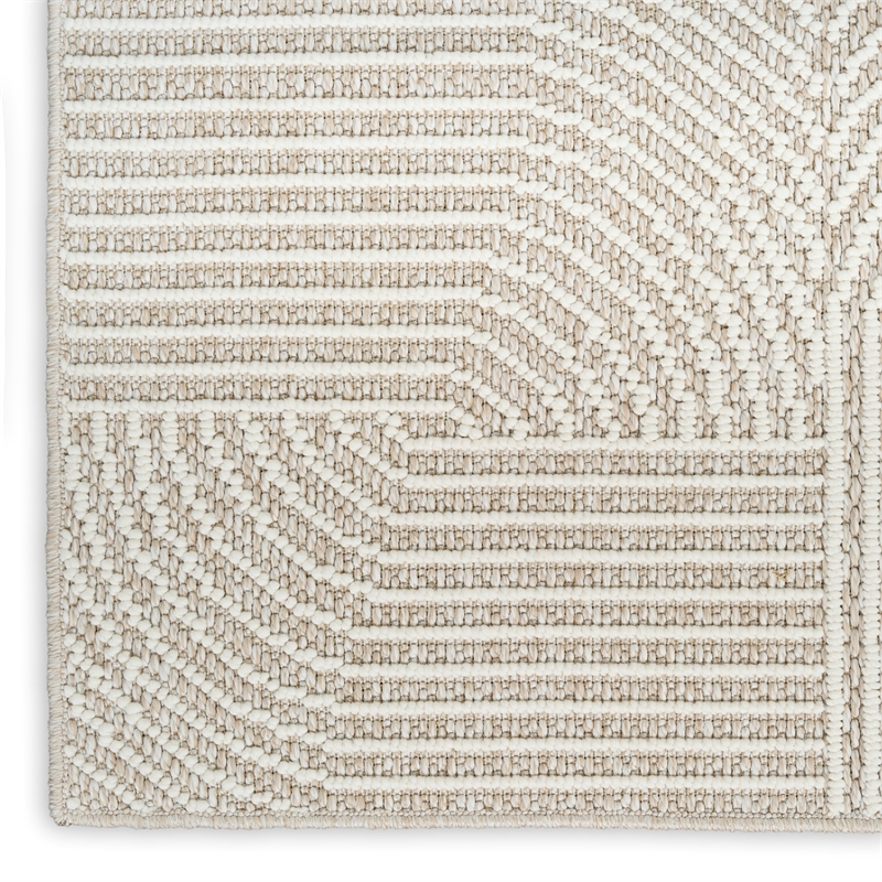 Nourison Home Textured Home 8' Runner Polyester Beige Ivory Area Rug