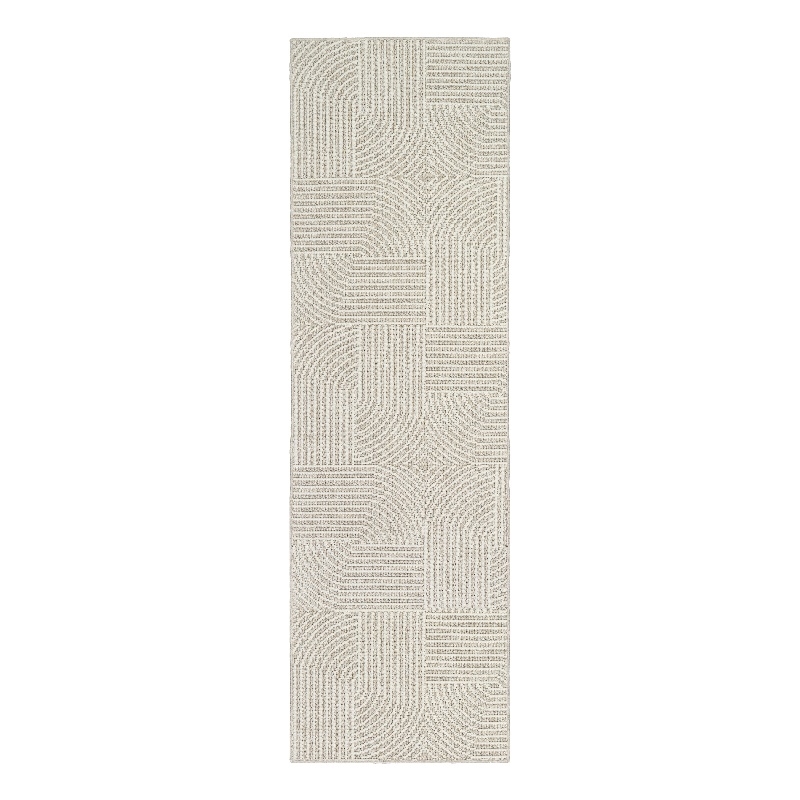 Nourison Home Textured Home 8' Runner Polyester Beige Ivory Area Rug