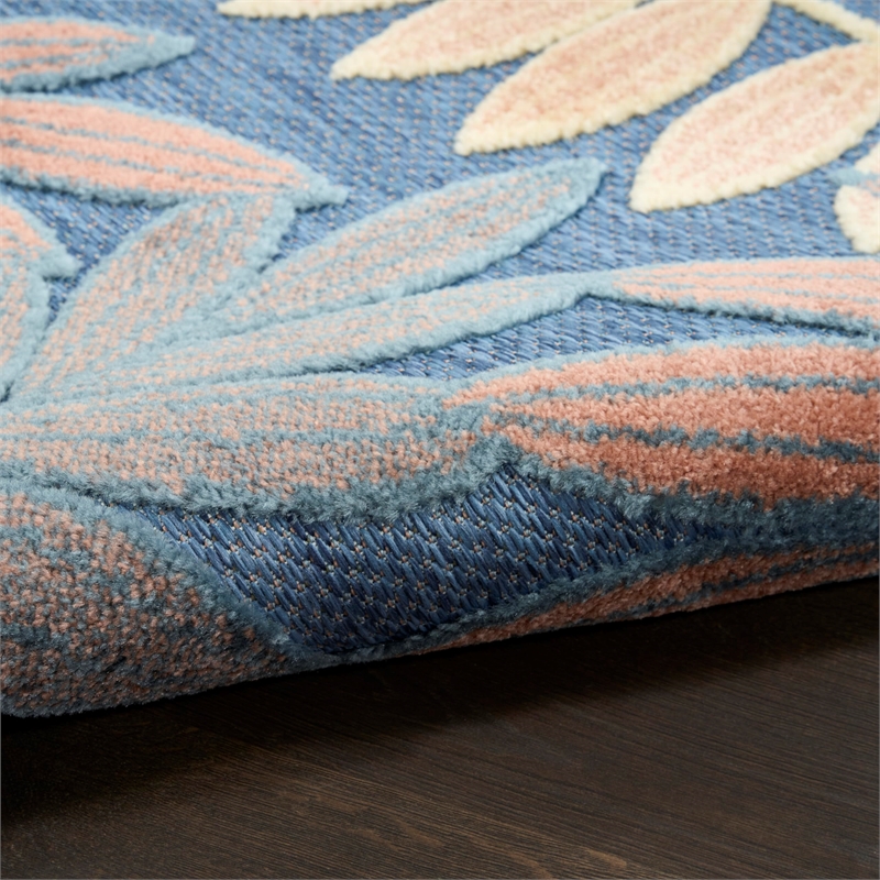Nourison Home Aloha 4' x 6' Fabric Blue Rose Area Rug