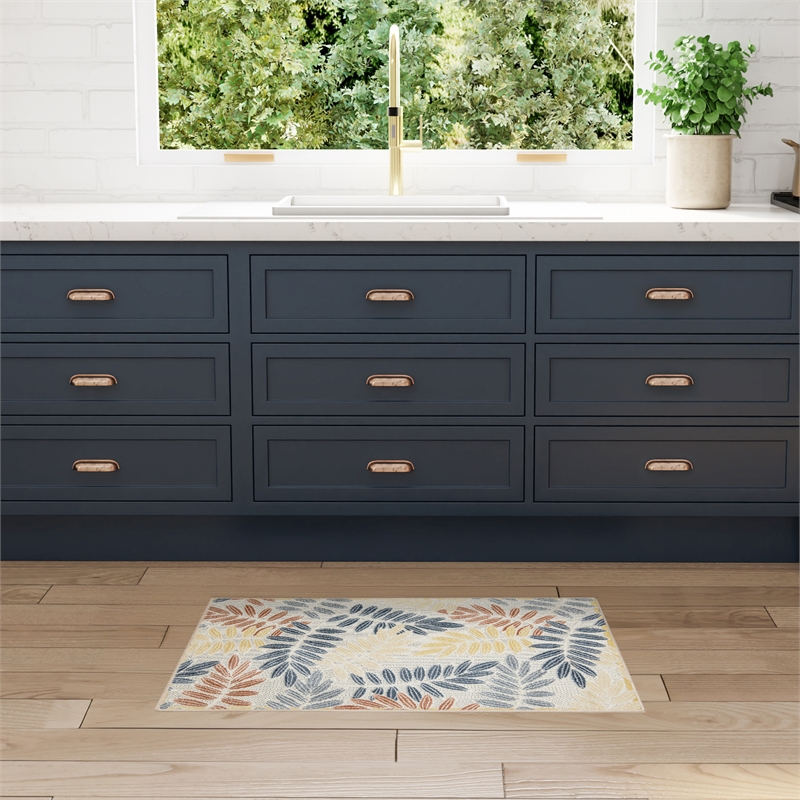 Nourison Home Aloha 3' x 4' Fabric Ivory Blue Area Rug