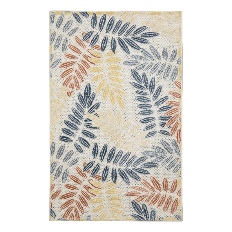 Nourison Home Aloha 3' x 4' Fabric Ivory Blue Area Rug