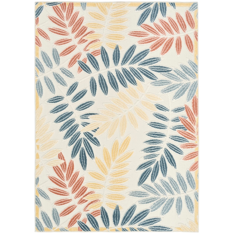 Nourison Home Aloha 4' x 6' Fabric Ivory Blue Area Rug