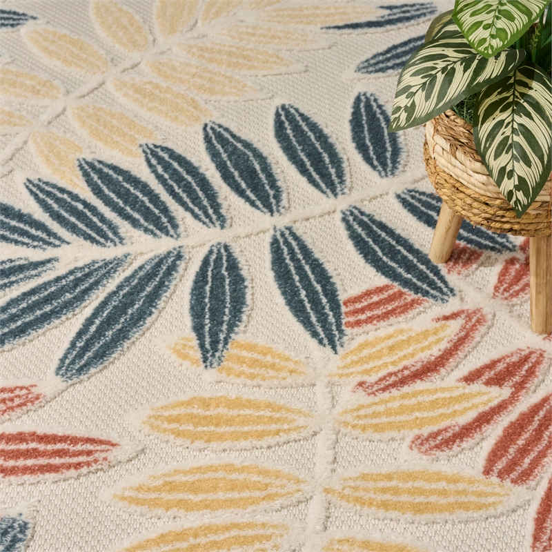 Nourison Home Aloha 4' x 6' Fabric Ivory Blue Area Rug