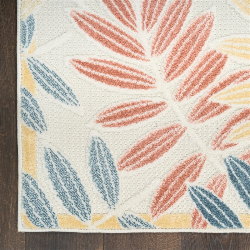 Nourison Home Aloha 4' x 6' Fabric Ivory Blue Area Rug