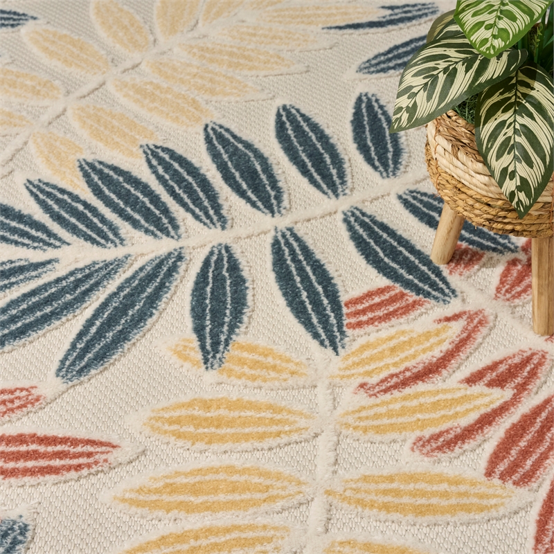 Nourison Home Aloha 5' x 8' Fabric Ivory Blue Area Rug