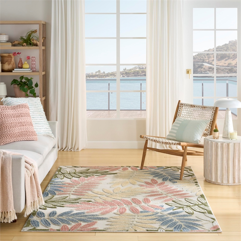 Nourison Home Aloha 4' x 6' Fabric Ivory Rose Area Rug