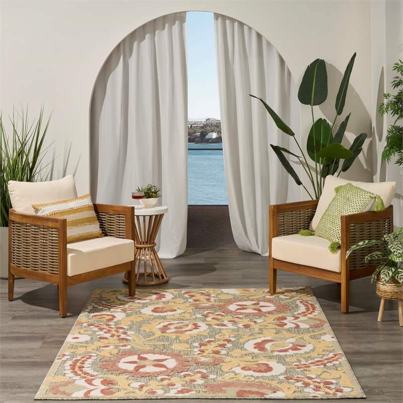 Nourison Home Aloha 5' x 8' Fabric Ivory Rose Area Rug