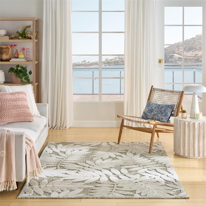Nourison Home Aloha 5' x 8' Fabric Ivory Sage Area Rug
