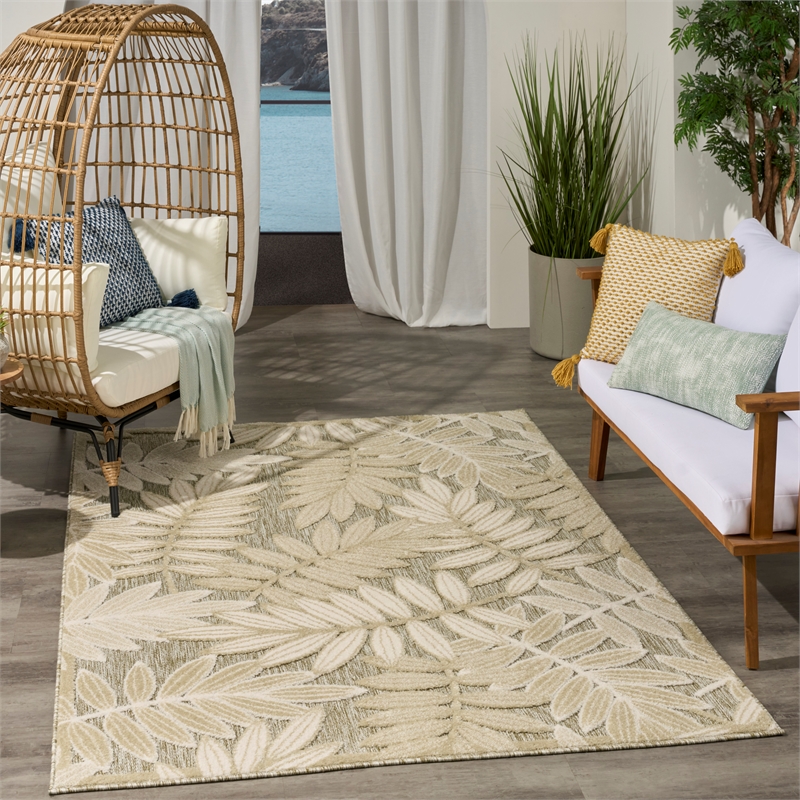 Nourison Home Aloha 5' x 8' Fabric Ivory Sage Area Rug
