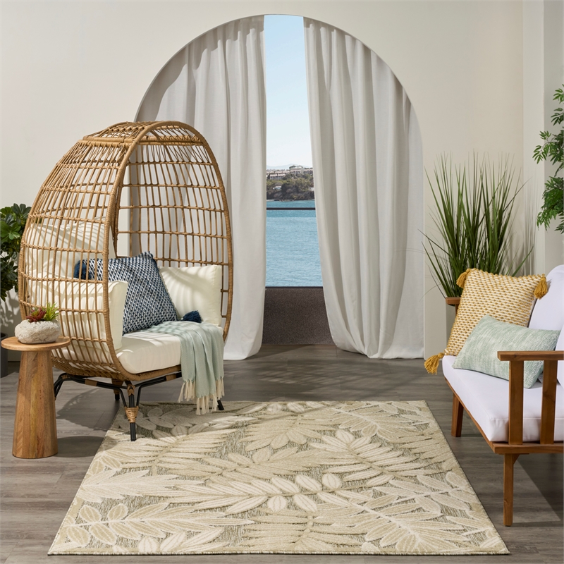 Nourison Home Aloha 5' x 8' Fabric Ivory Sage Area Rug