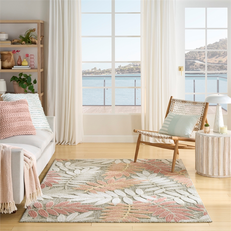 Nourison Home Aloha 5' x 8' Fabric Sage Rose Area Rug