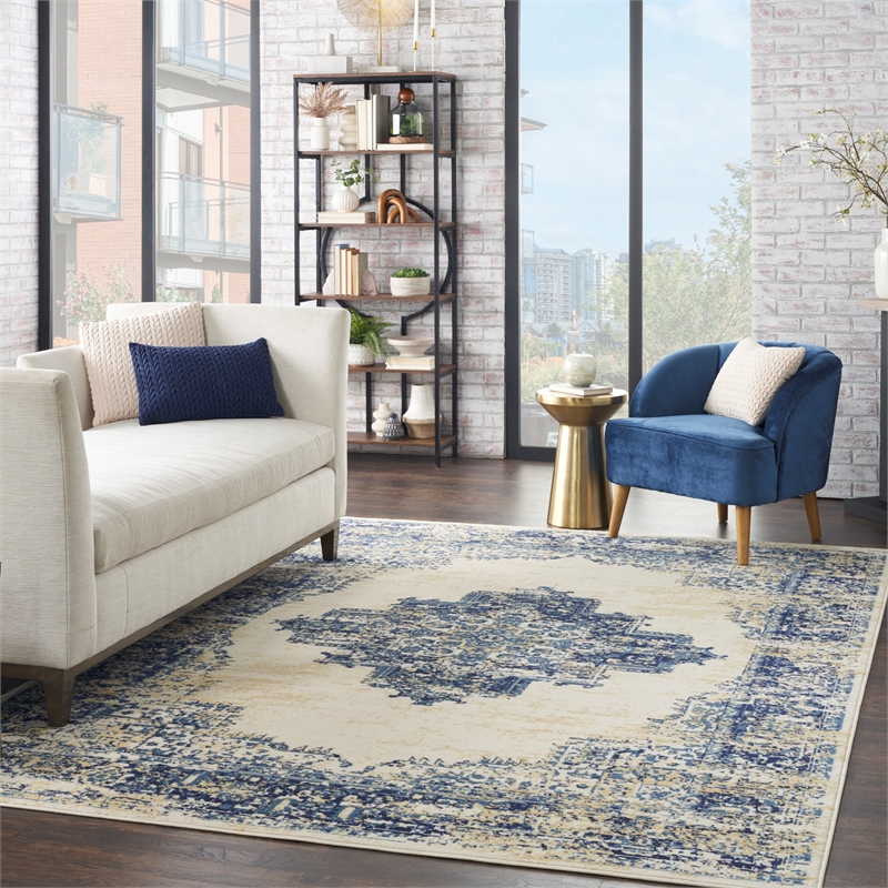 Nourison Home Grafix 9' x 12' Fabric White Area Rug