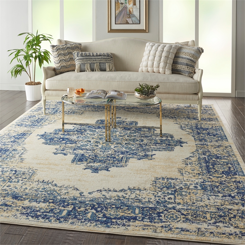 Nourison Home Grafix 9' x 12' Fabric White Area Rug